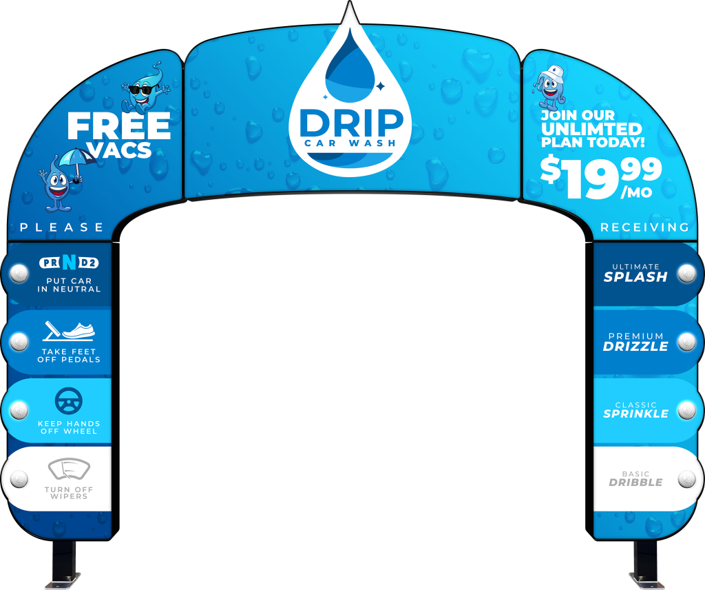 Grand Entry Arch - Custom Drip Design. Car Wash Arch by ABC Wash Systems.