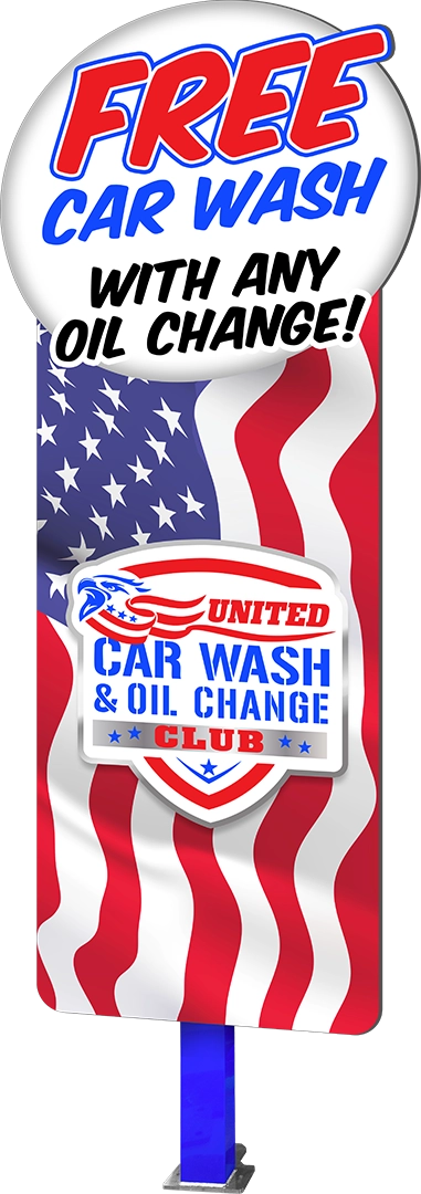 Mascot Promo Sign with Custom-Designed Graphics from ABC Wash Systems.