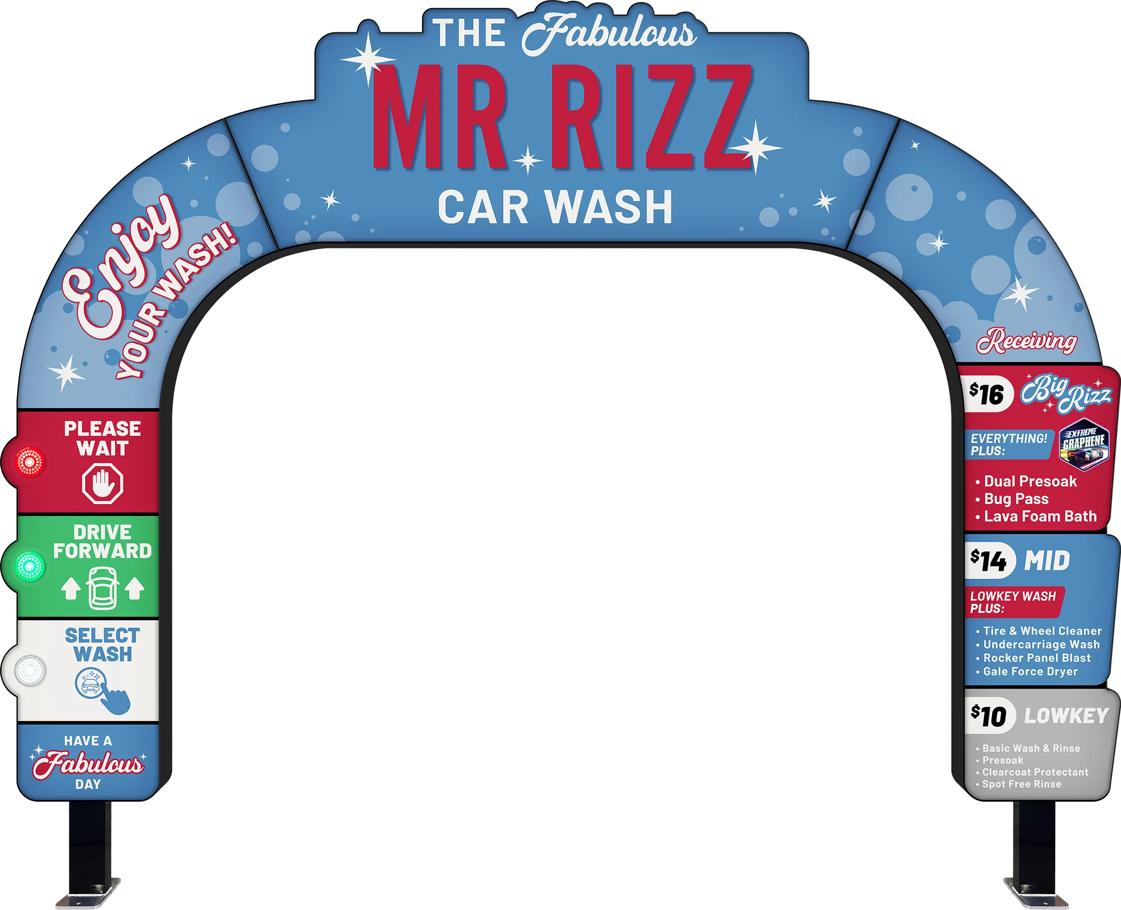 Climax Arch Entry car wash arch from ABC Wash Systems.