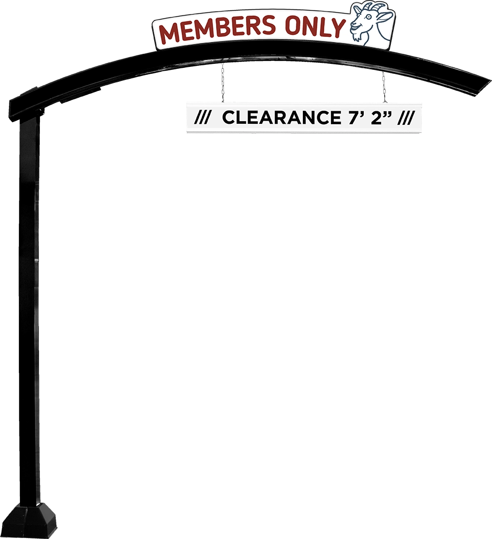 Curved Clearance Structure with Die-Cut Lettering and Clearance Bar by ABC Wash Systems.
