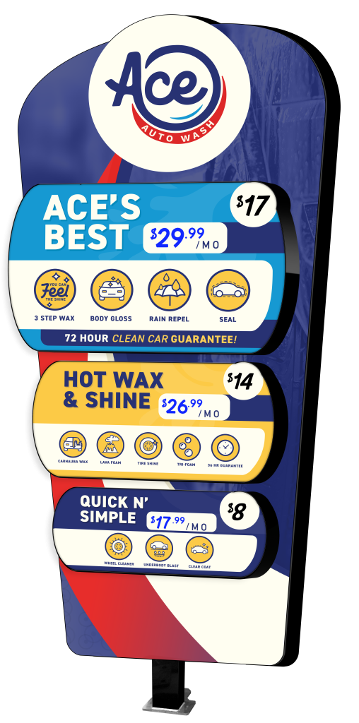 Car Wash Die-Cut Menu from ABC Wash Systems.
