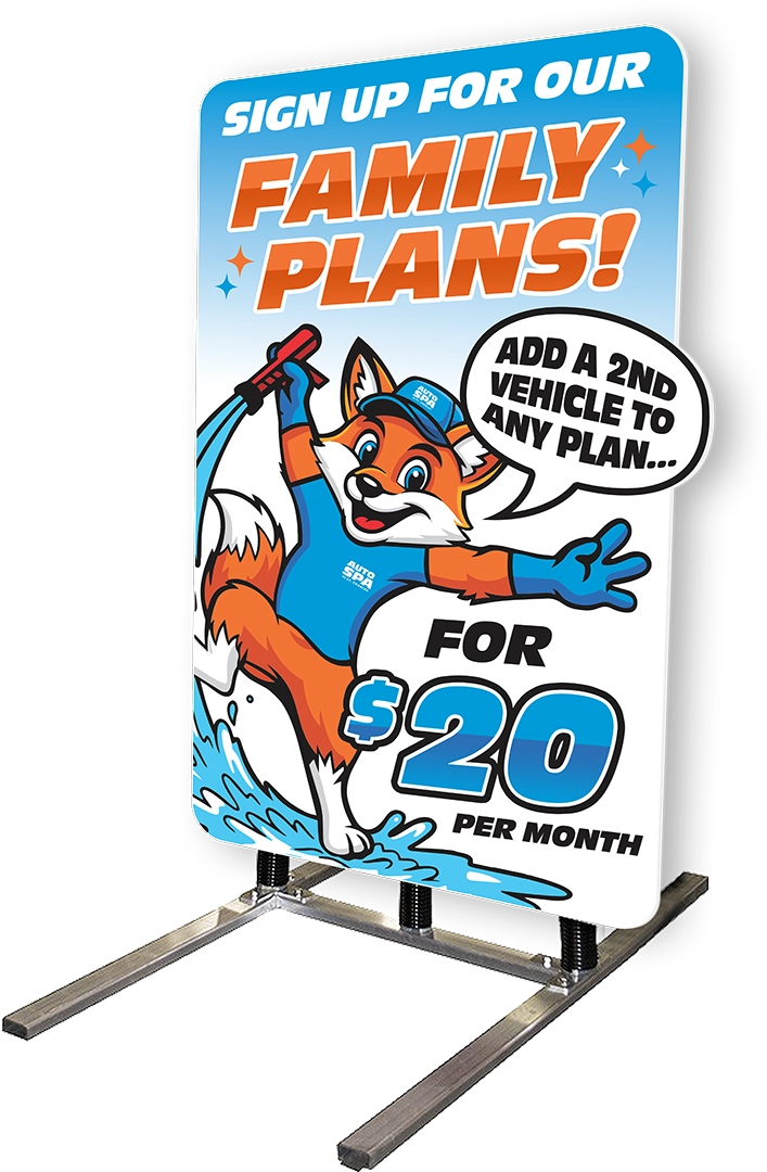 Custom Antenna Sign Promotional Sign from ABC Wash Systems.