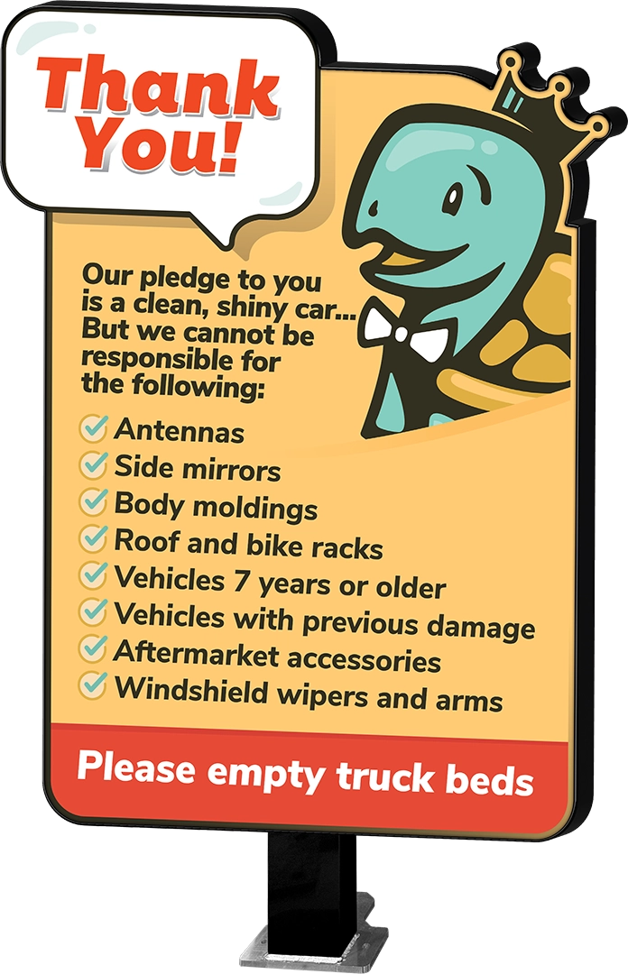 Mascot Promo Sign with Custom-Designed Graphics from ABC Wash Systems.