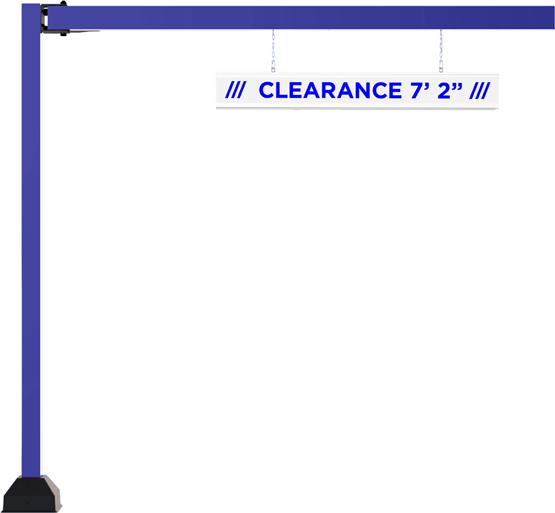 Retractable Clearance Structure in optional Blue Finish by ABC Wash Systems.