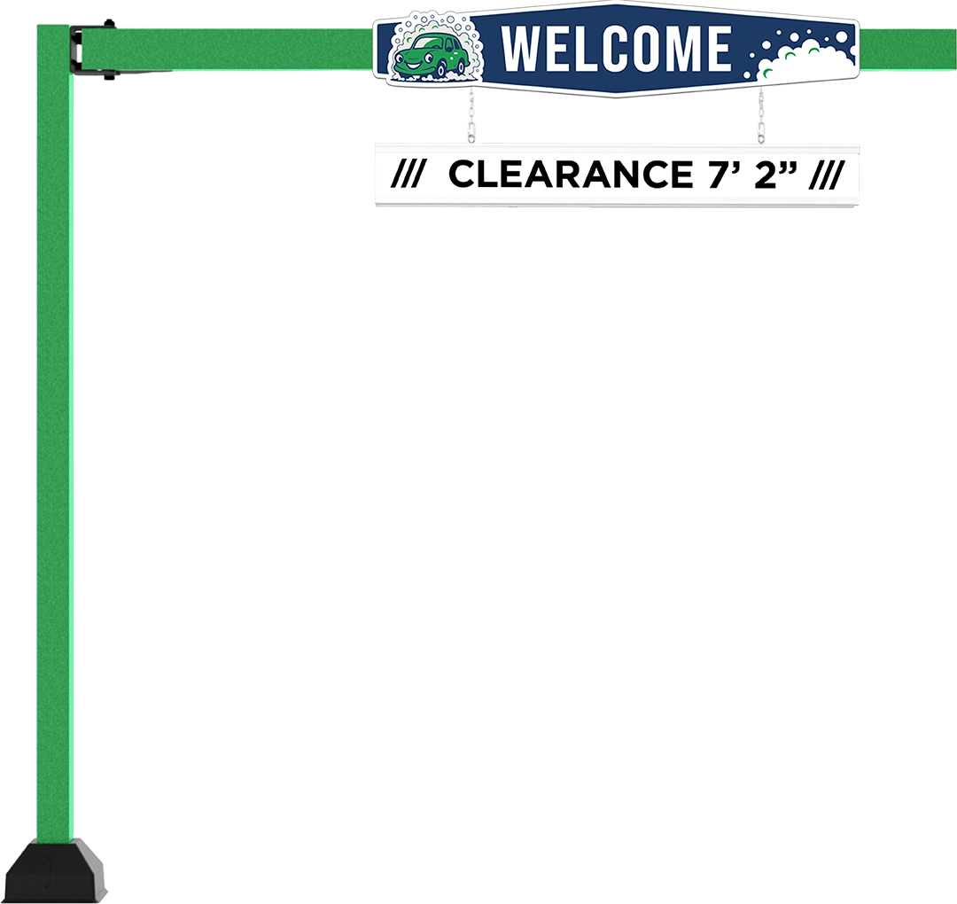 Retractable Clearance Structure in optional Blue Finish by ABC Wash Systems.