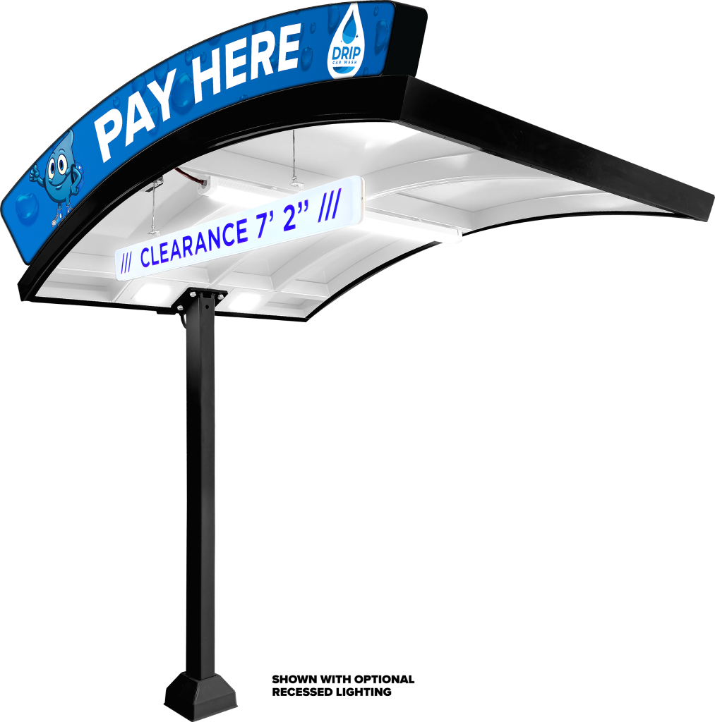 Curved Canopy Single Post by ABC Wash Systems.