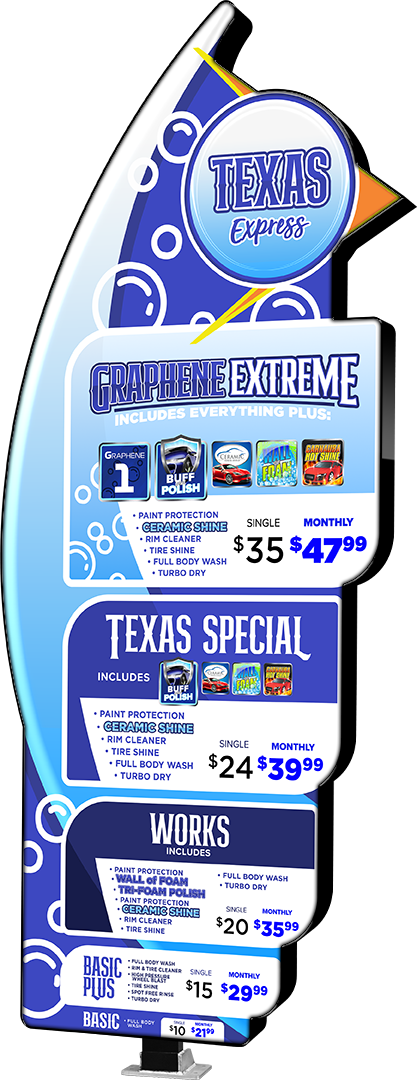 Arrow Icon Car Wash Menu by ABC Wash Systems.