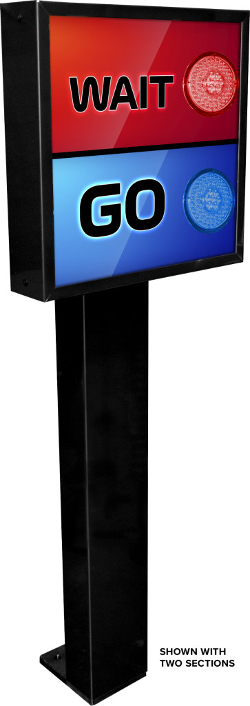 Slim Traffic Fixture with 2 Sections and Pedestal Mount by ABC Wash Systems.