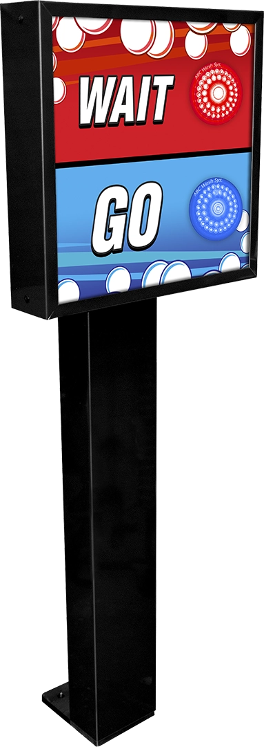 Slim Traffic Fixture with 2 Sections and Pedestal Mount by ABC Wash Systems.