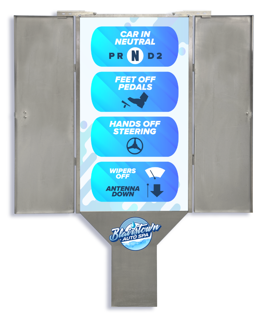 Digital Sign Pro 55" Stainless Steel with Security Doors and Custom Branded 3M Decal by ABC Wash Systems.
