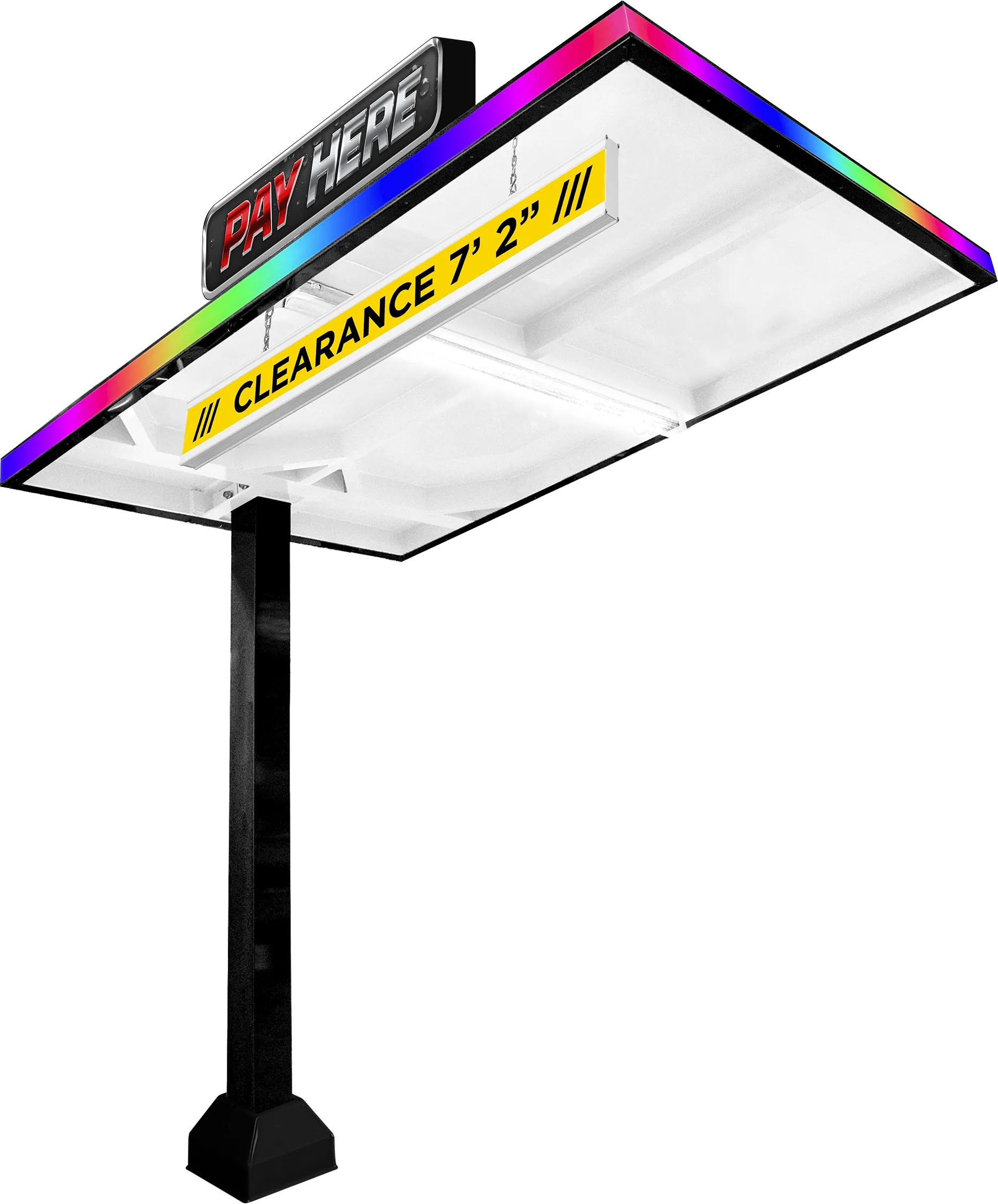 Illuminated Straight Canopy Single Post with Immersive LED Technology by ABC Wash Systems.