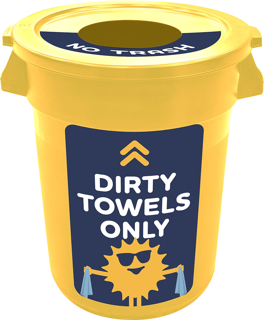 Car Wash Towel and Trash Can with Lid by ABC Wash Systems.