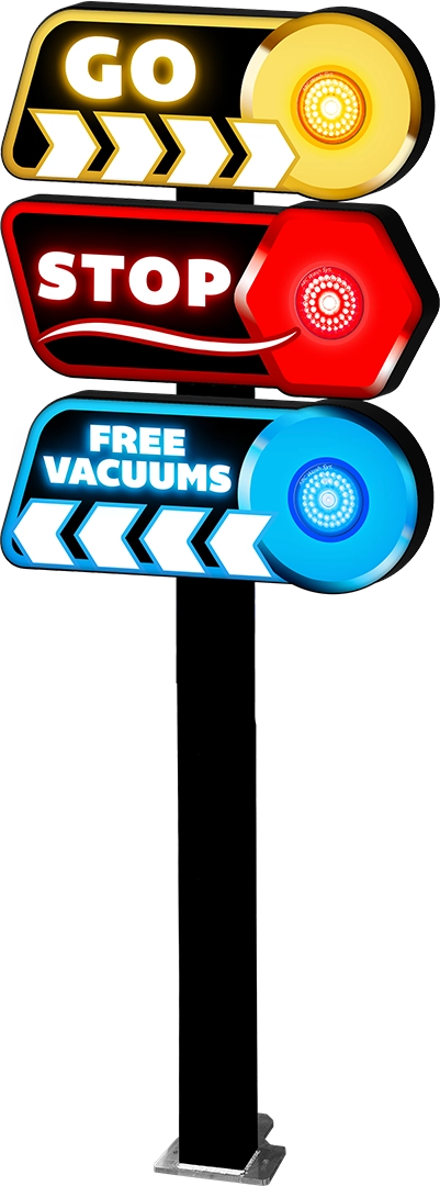 Car Wash Die-Cut Wait-Go Fixture from ABC Wash Systems.
