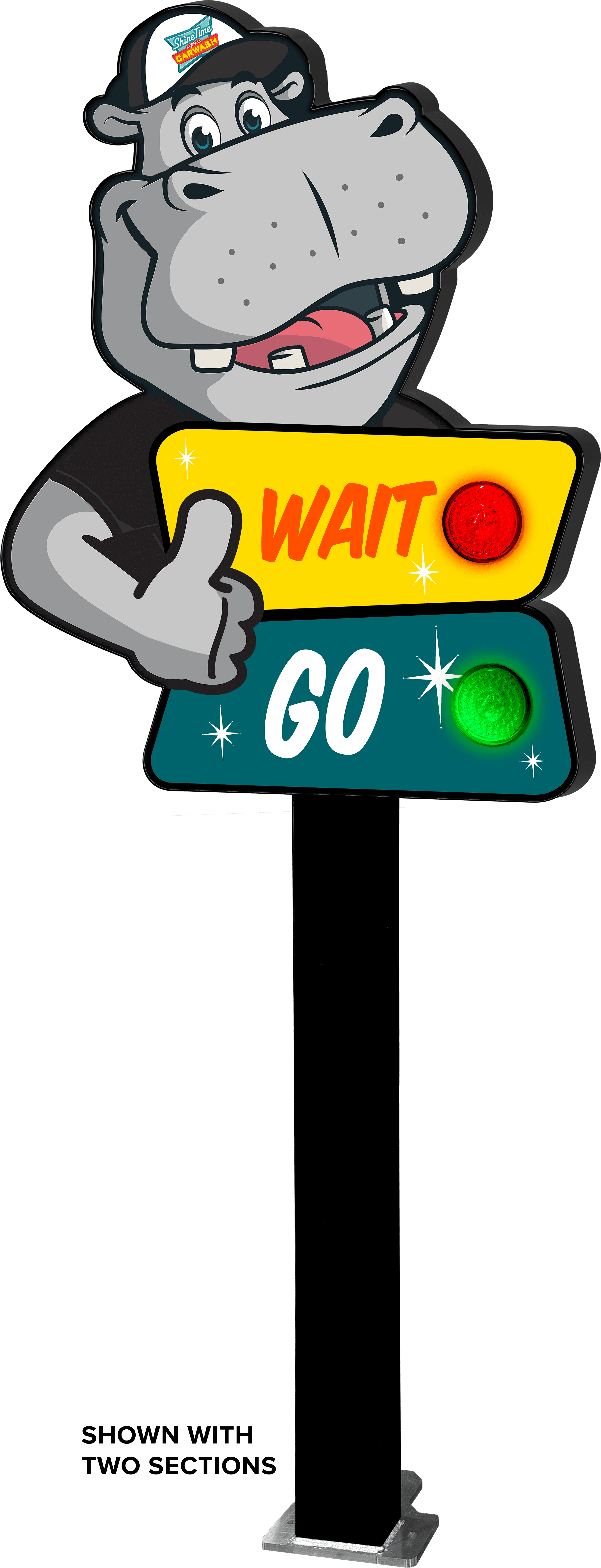 Car Wash Die-Cut Wait-Go Fixture from ABC Wash Systems.