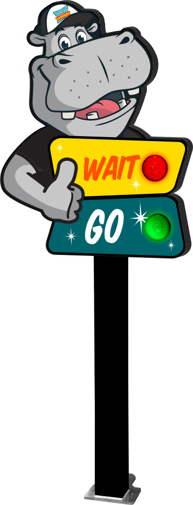 Car Wash Die-Cut Wait-Go Fixture from ABC Wash Systems.