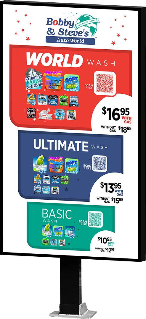 Slim Car Wash Menu by ABC Wash System.