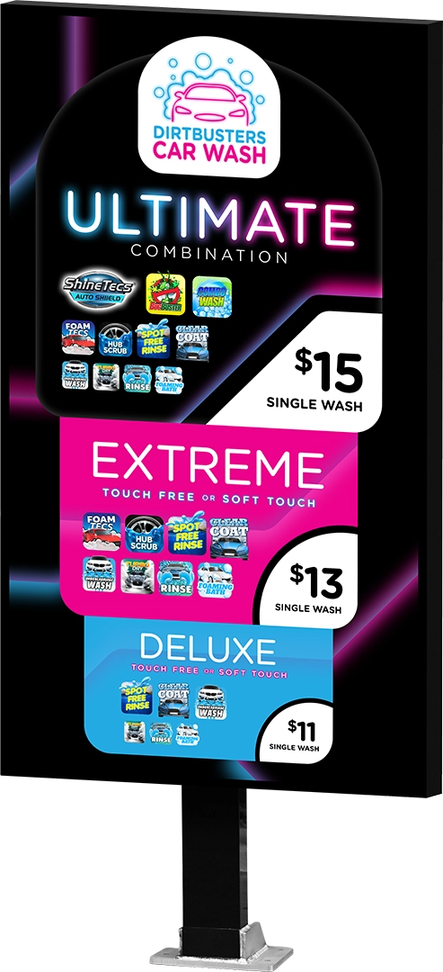 Slim Car Wash Menu by ABC Wash System.