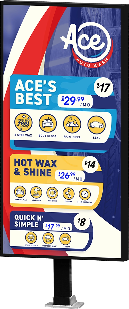 Slim Car Wash Menu by ABC Wash System.