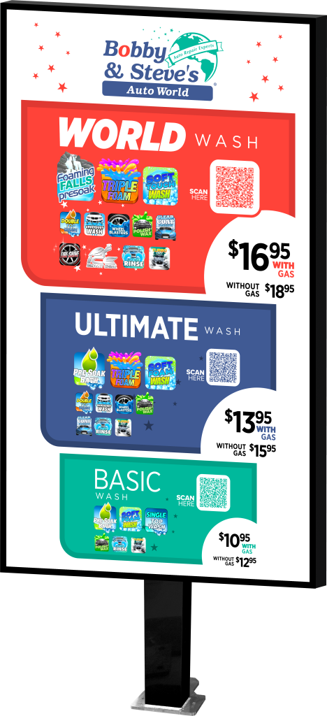 Slim Car Wash Menu by ABC Wash System.