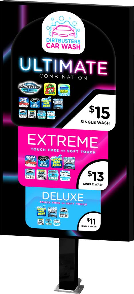 Slim Car Wash Menu by ABC Wash System.