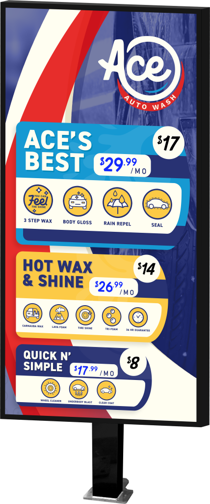 Slim Car Wash Menu by ABC Wash System.