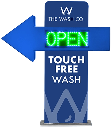Car Wash Entrance/Exit Fixture with LED Sign by ABC Wash Systems.