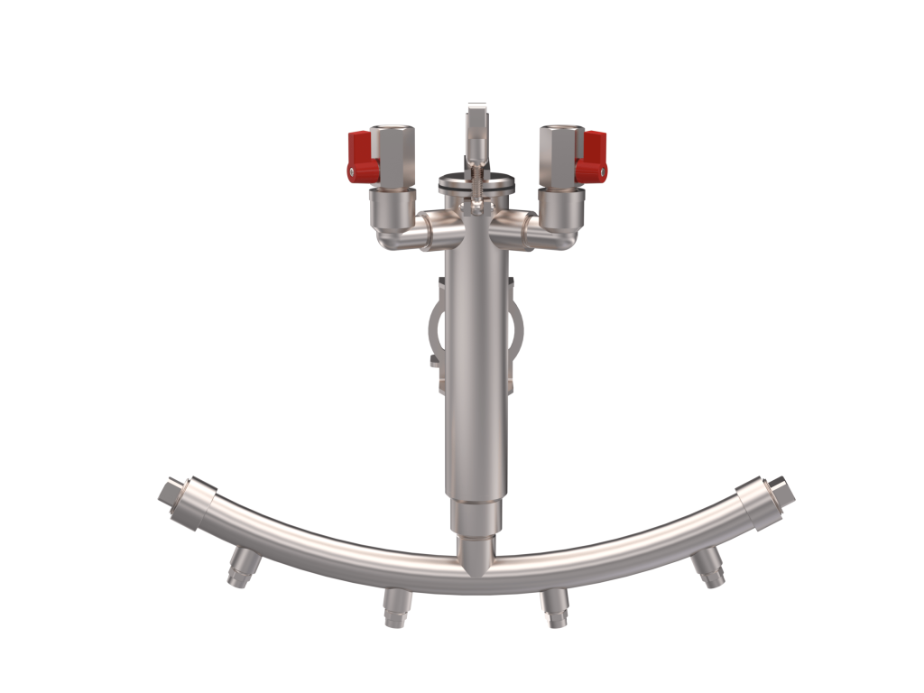 Piston Car Wash Foamer Top Mount w/ V-Jet Nozzles by ABC Wash Systems.