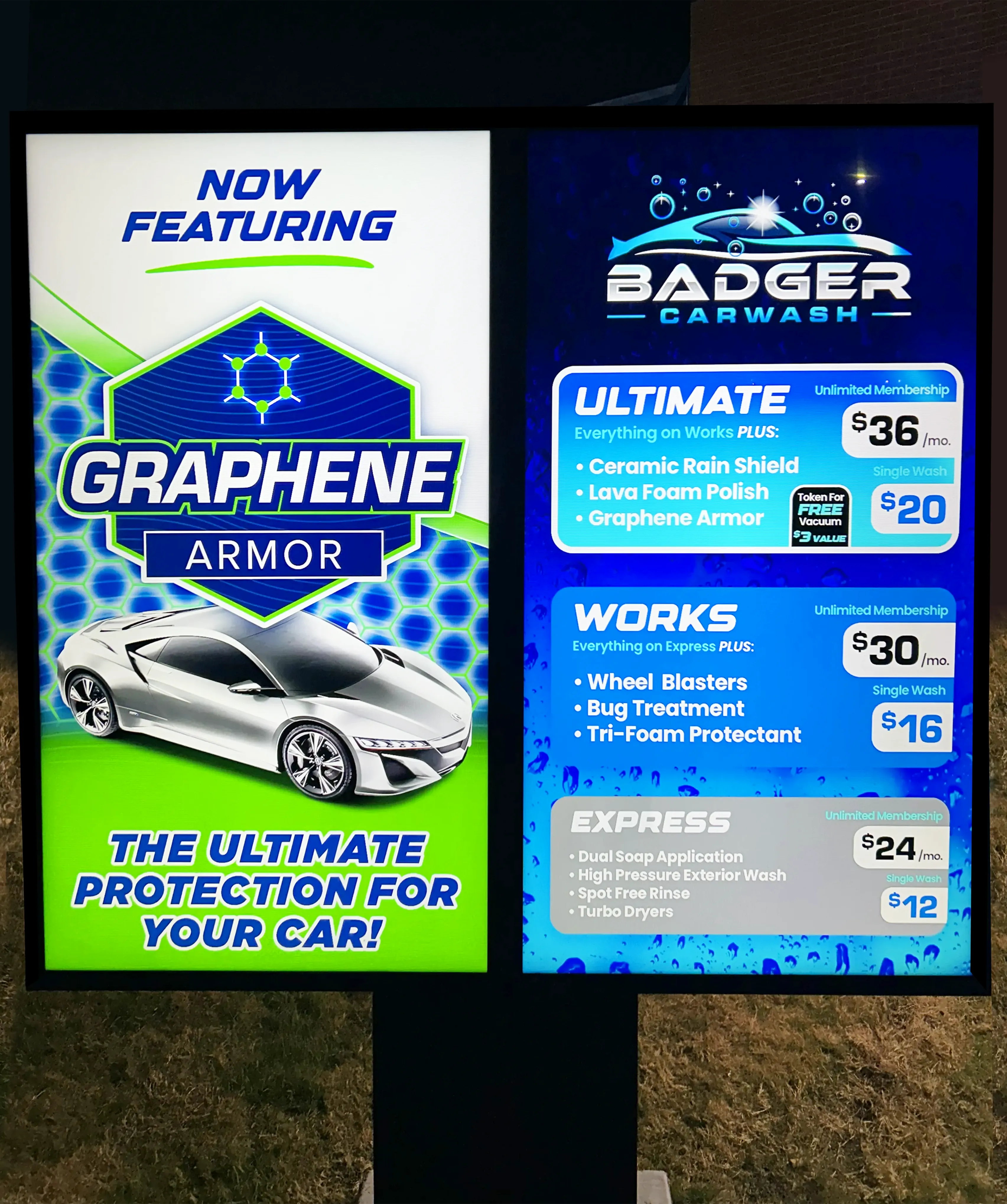 Samsung Double Screen Digital Sign Pro by ABC Wash Systems.