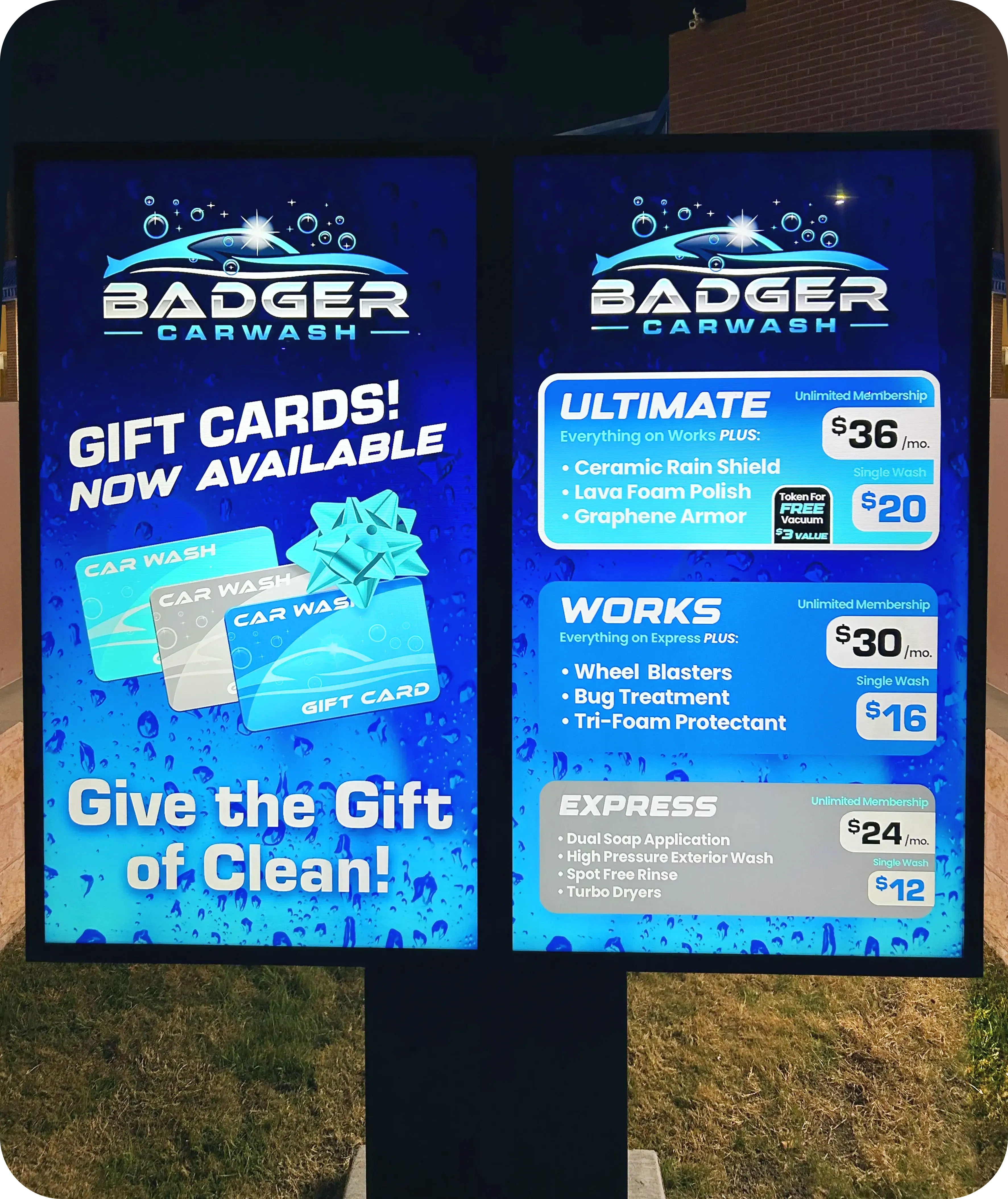 Samsung Double Screen Digital Sign Pro by ABC Wash Systems.