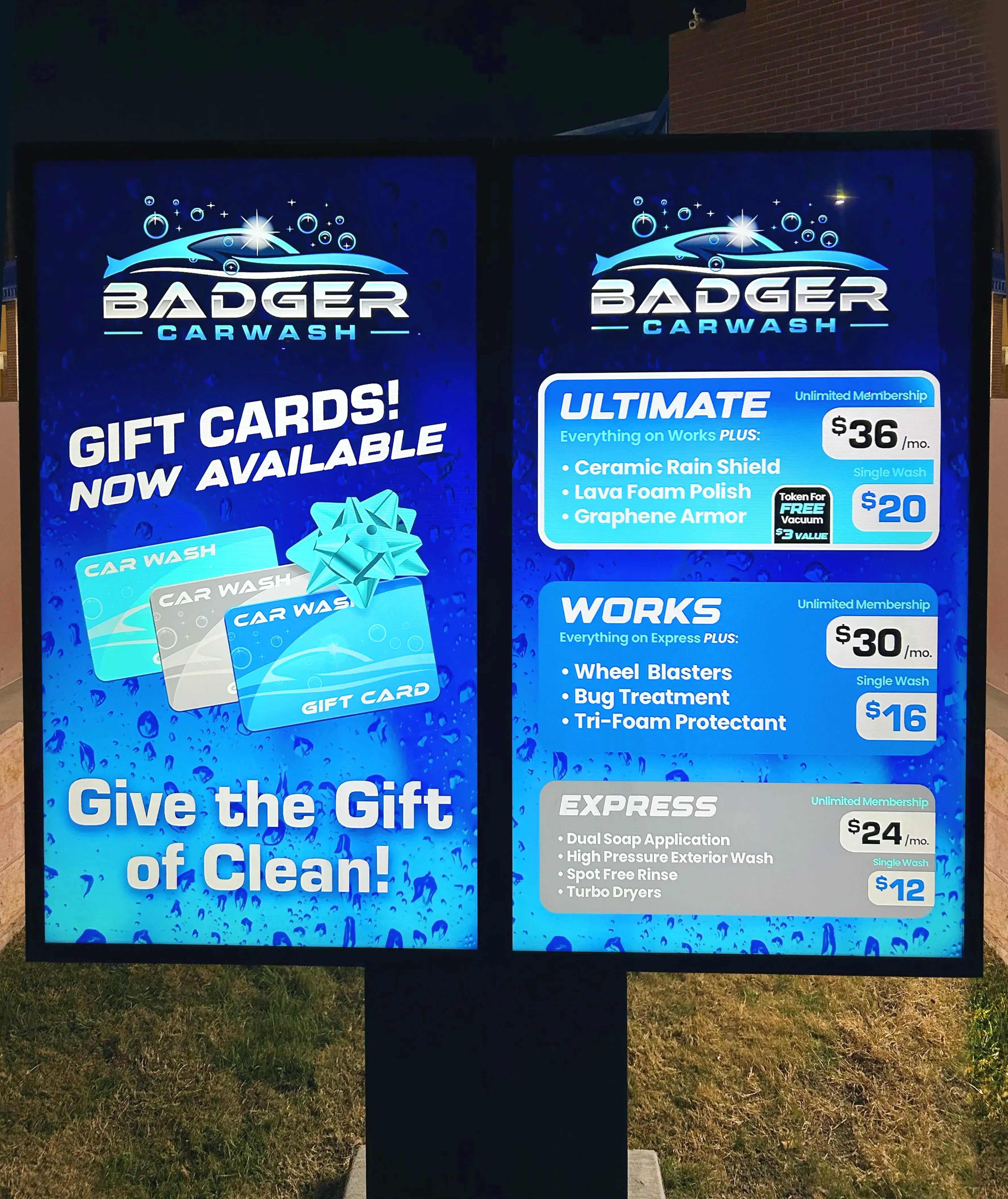 Samsung Double Screen Digital Sign Pro by ABC Wash Systems.