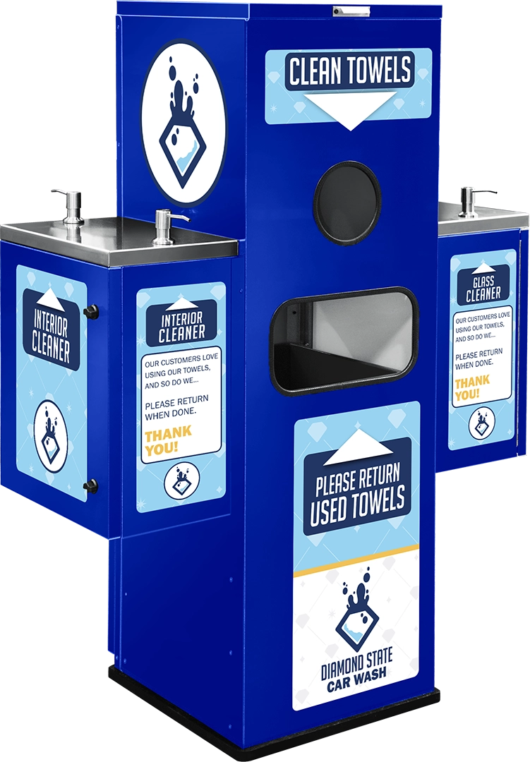 Chemical Pump and Towel Station by ABC Wash Systems.