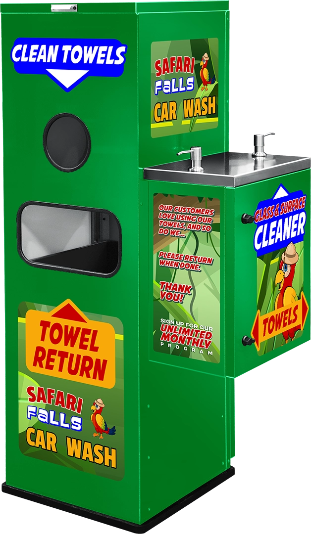 Chemical Pump and Towel Station by ABC Wash Systems.
