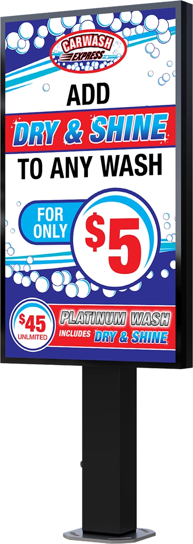 Samsung Digital Display Menu - Single Pedestal - 55" by ABC Wash Systems.