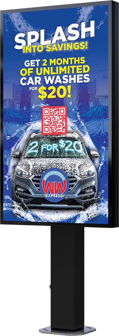 Samsung Digital Display Menu - Single Pedestal - 55" by ABC Wash Systems.