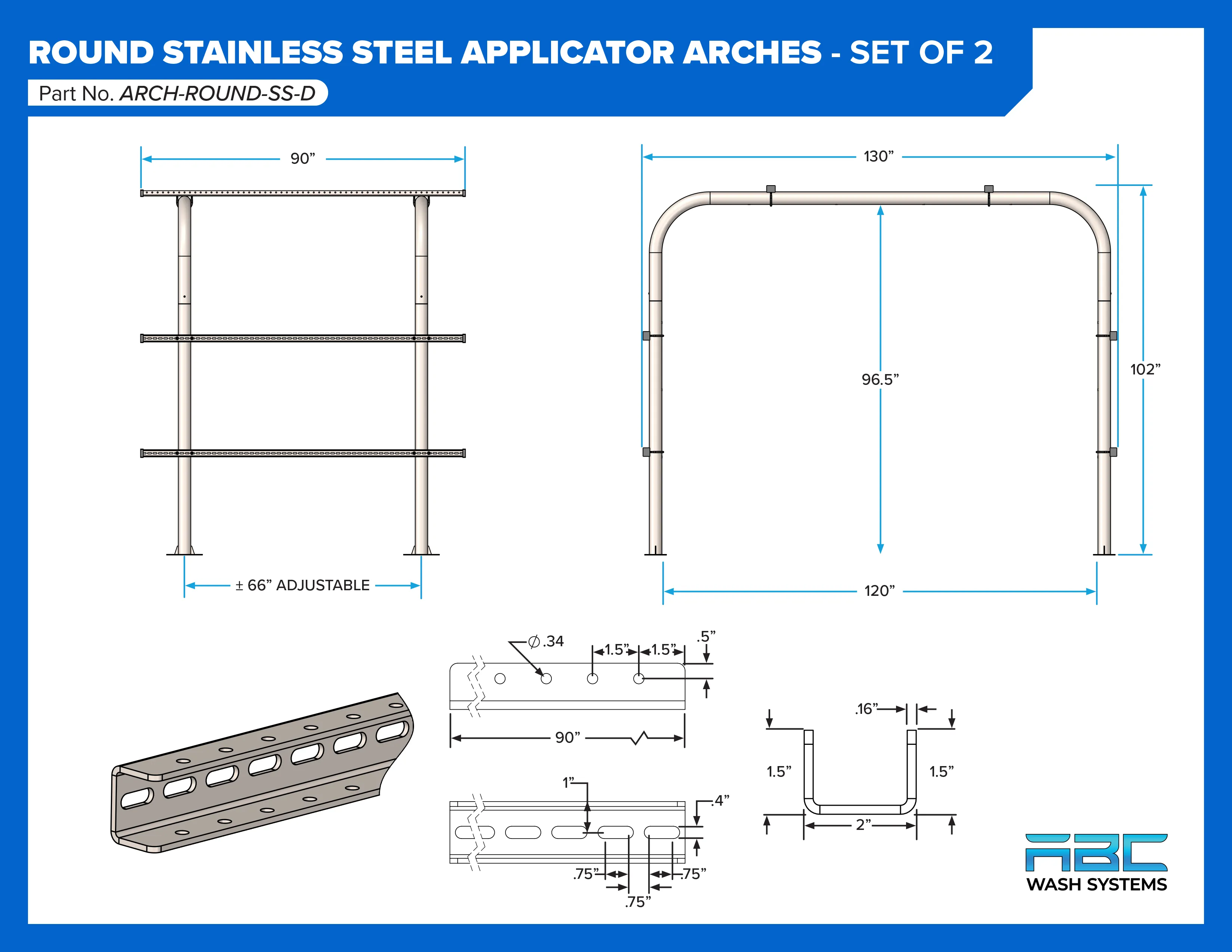 Round Stainless Steel Applicator Arches - Set of 2 by ABC Wash Systems.